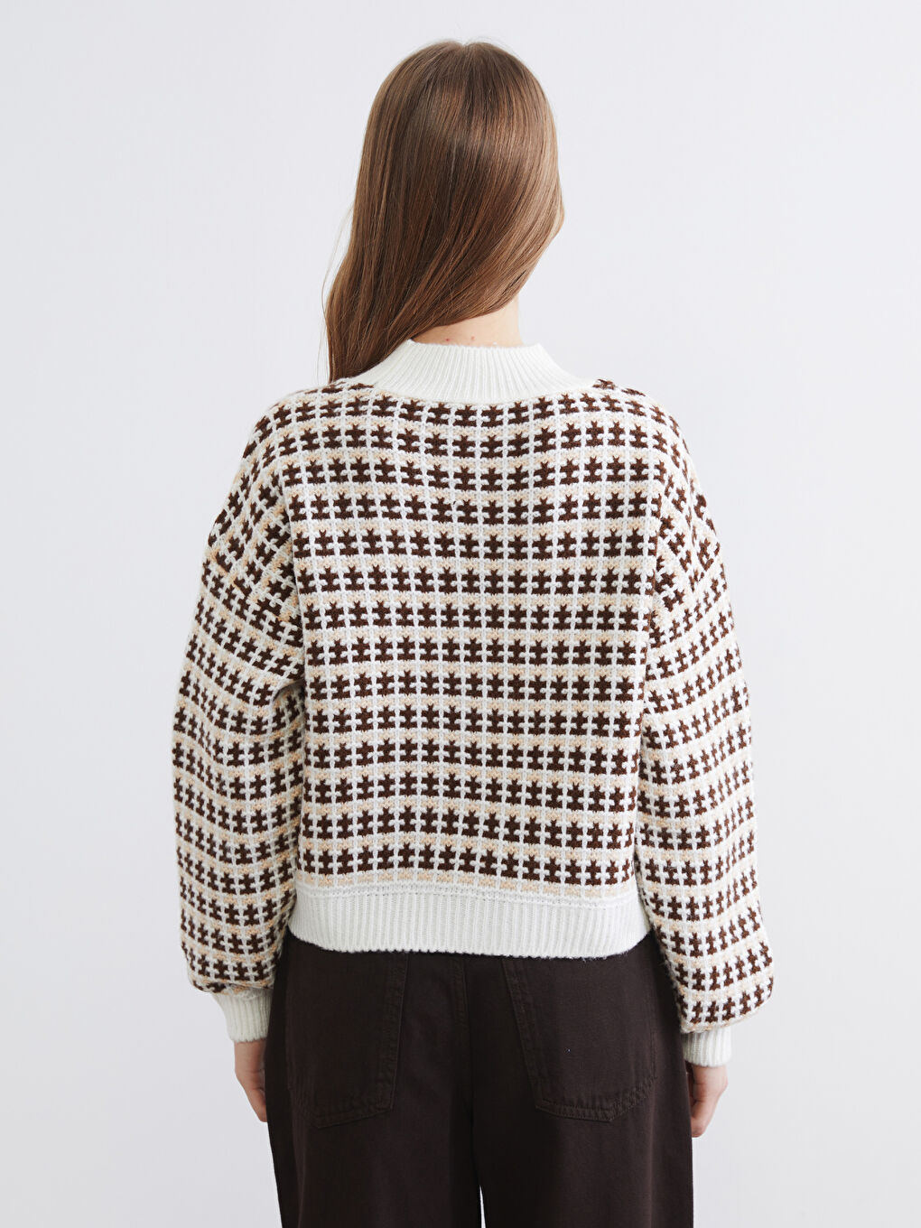 Женщины Коричневый Свитер-3