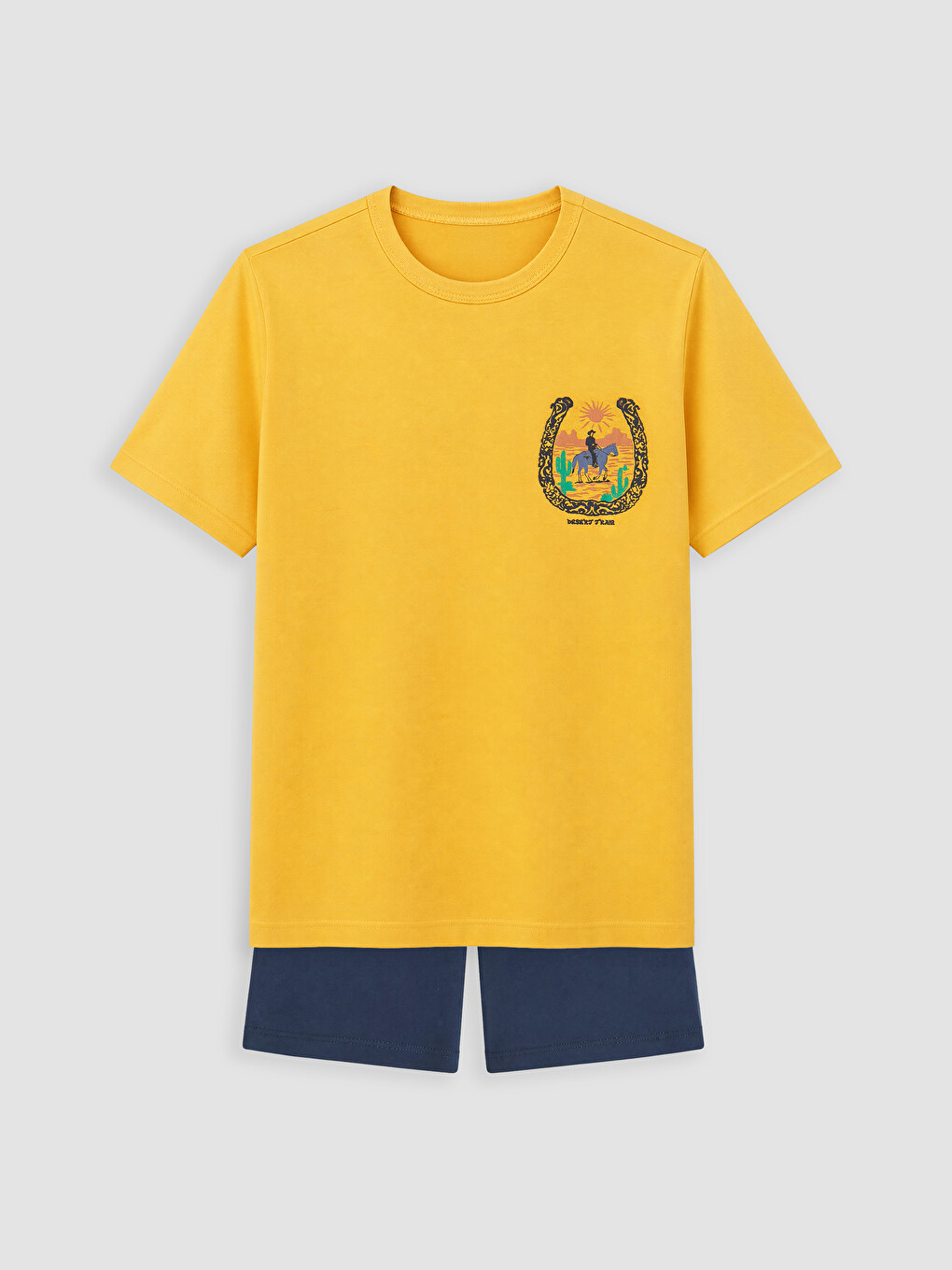 Sarı Erkek Çocuk Baskılı Şortlu Pijama Takımı