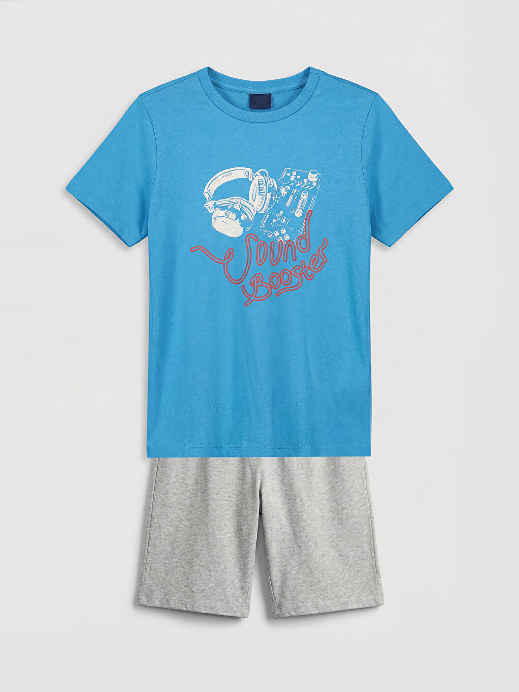 Turkuaz Baskılı Erkek Çocuk Şortlu Pijama Takımı