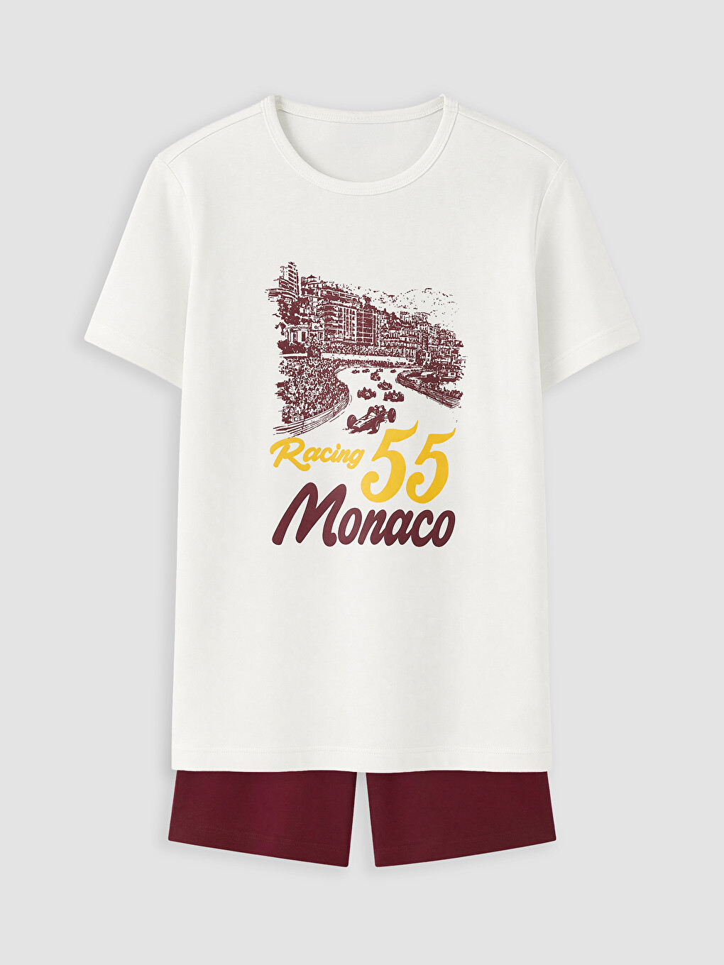 Ekru Monaco Baskılı Erkek Çocuk Pijama Takım
