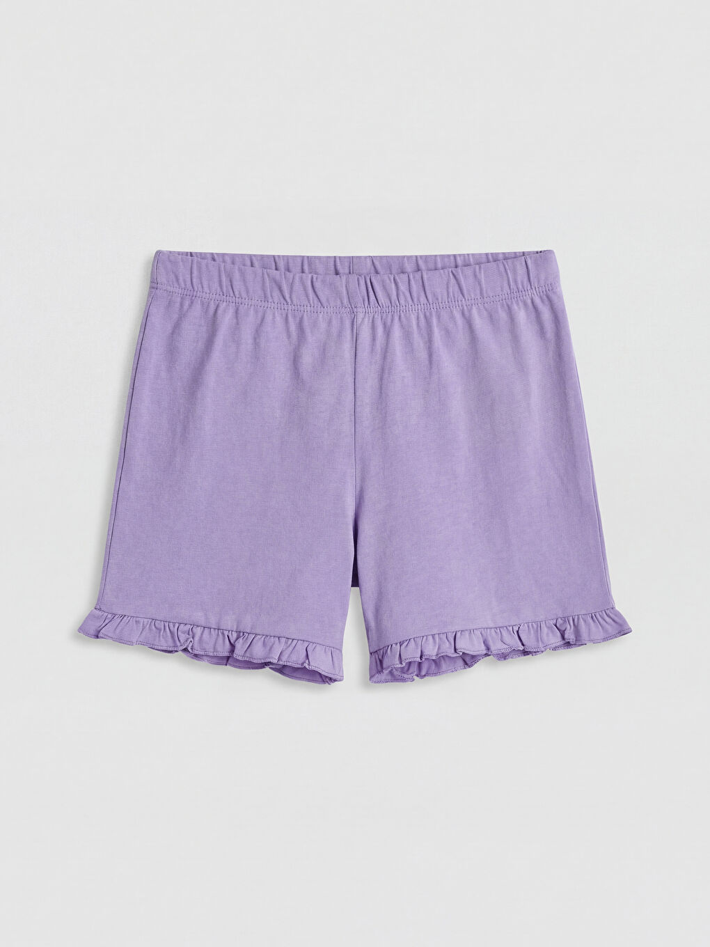 Mor Beli Lastikli Fırfırlı Kız Çocuk Şort	