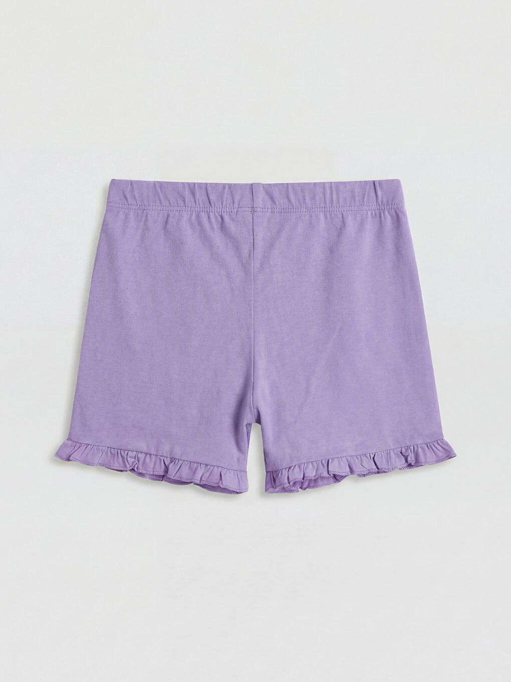 Mor Beli Lastikli Fırfırlı Kız Çocuk Şort	-1