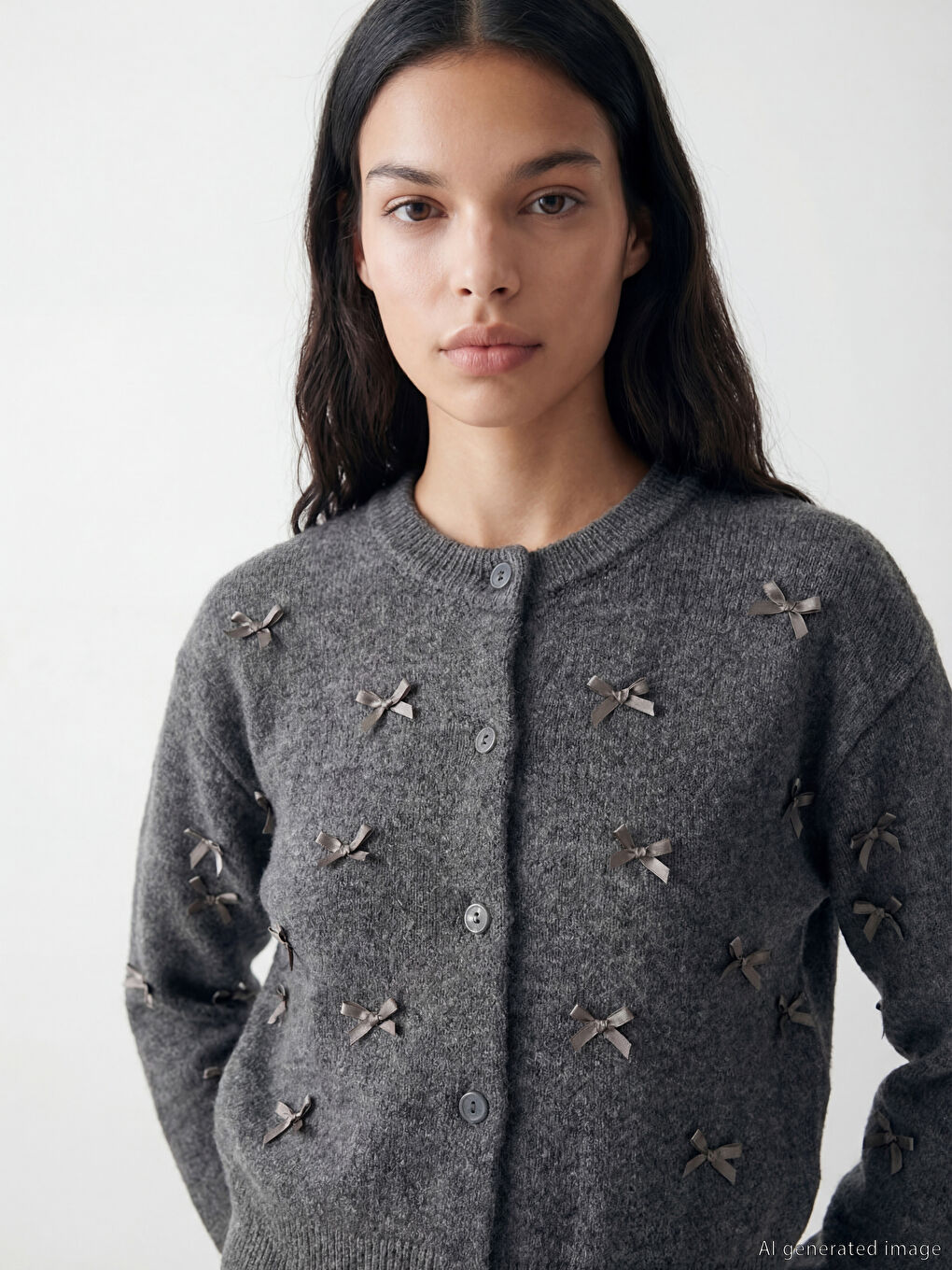 Γυναίκα ΑΝΘΡΑΚΙ Πλεκτή ζακέτα-2