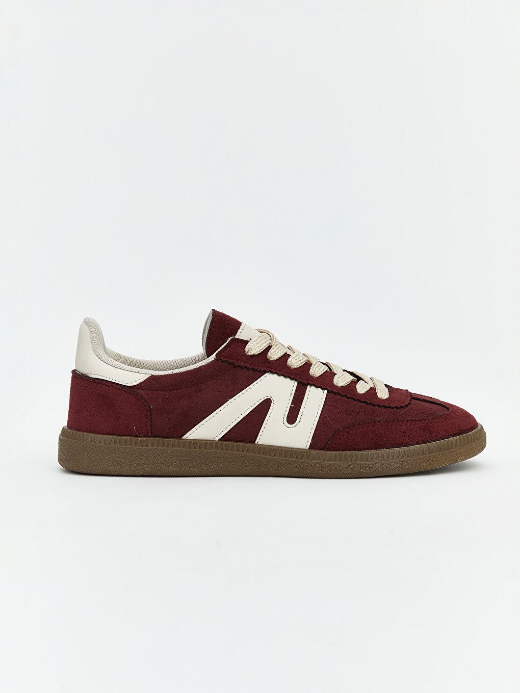 Bordo Süet Görünümlü Kadın Spor Ayakkabı-1