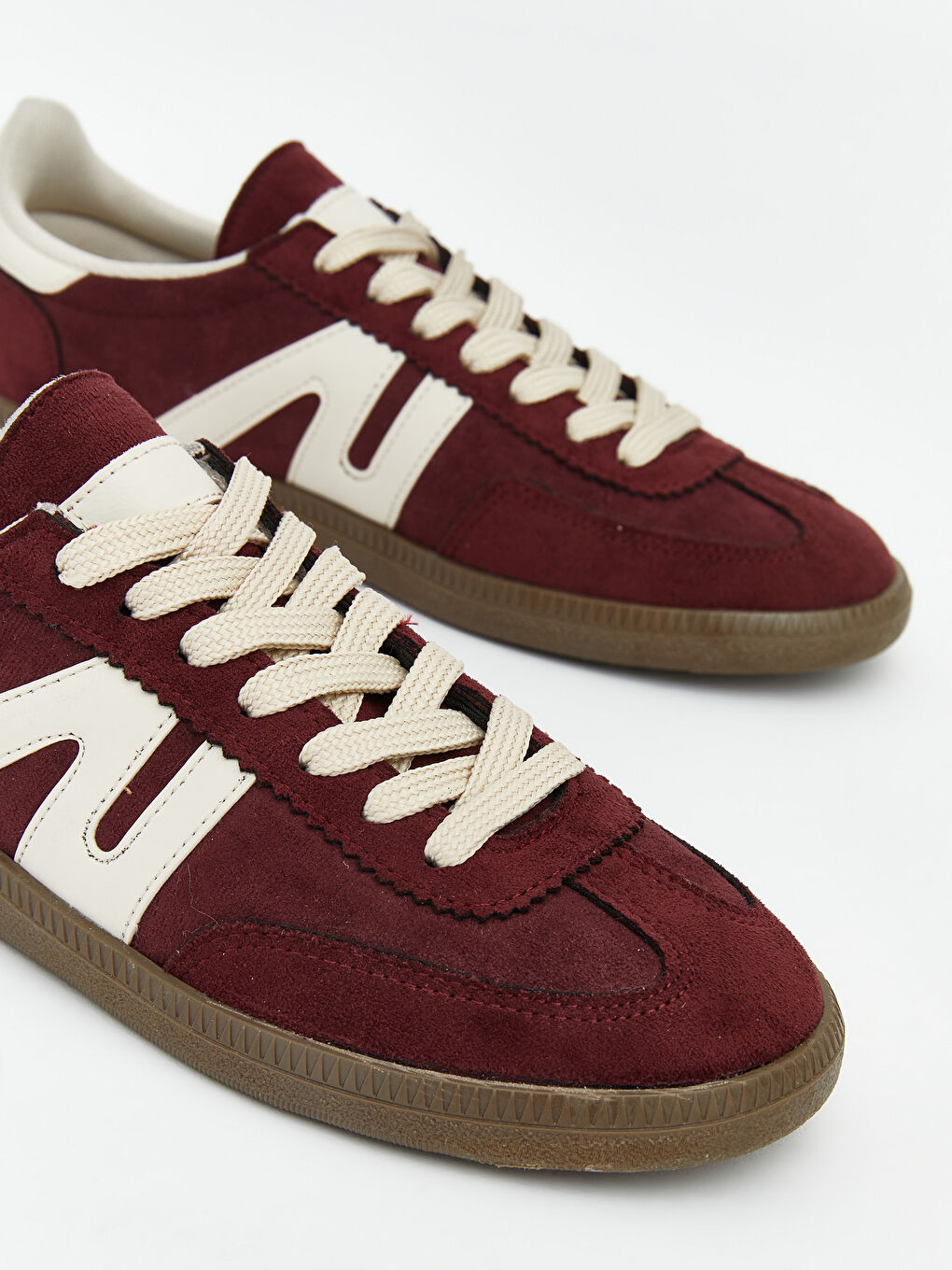 Bordo Süet Görünümlü Kadın Spor Ayakkabı-2