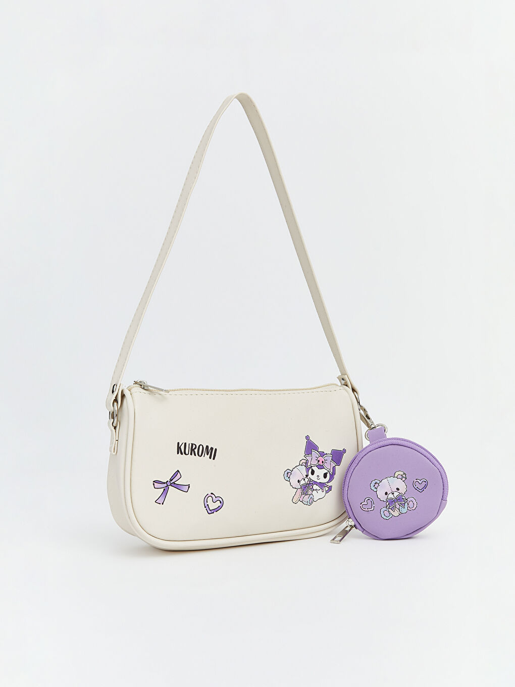 Ekru Kuromi Baskılı Kız Çocuk Omuz Çantası-1