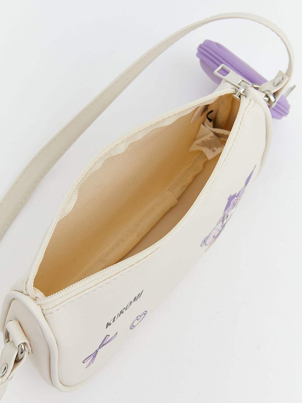 Ekru Kuromi Baskılı Kız Çocuk Omuz Çantası-2