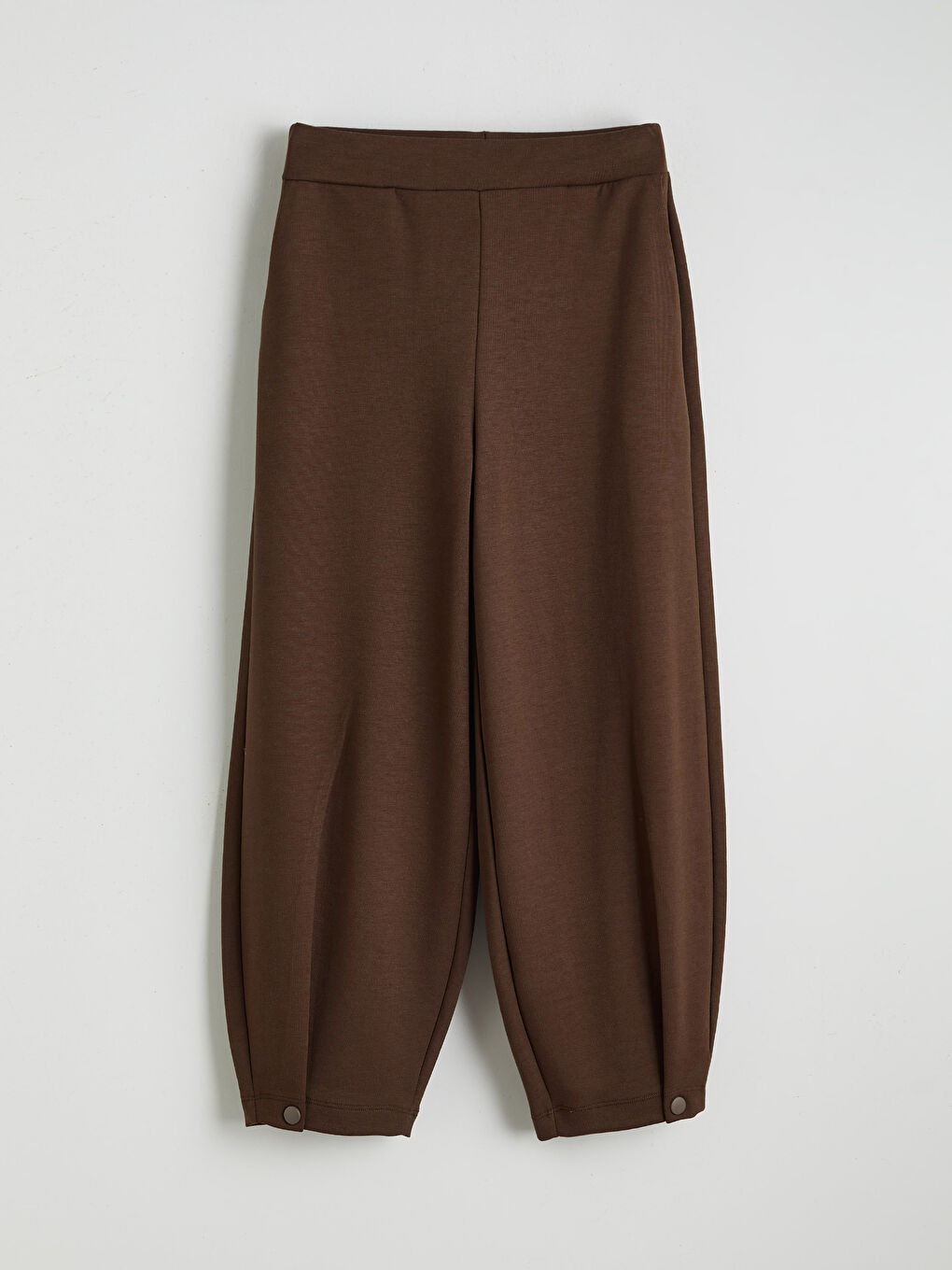 Kahverengi Beli Lastikli Kadın Pantolon-4