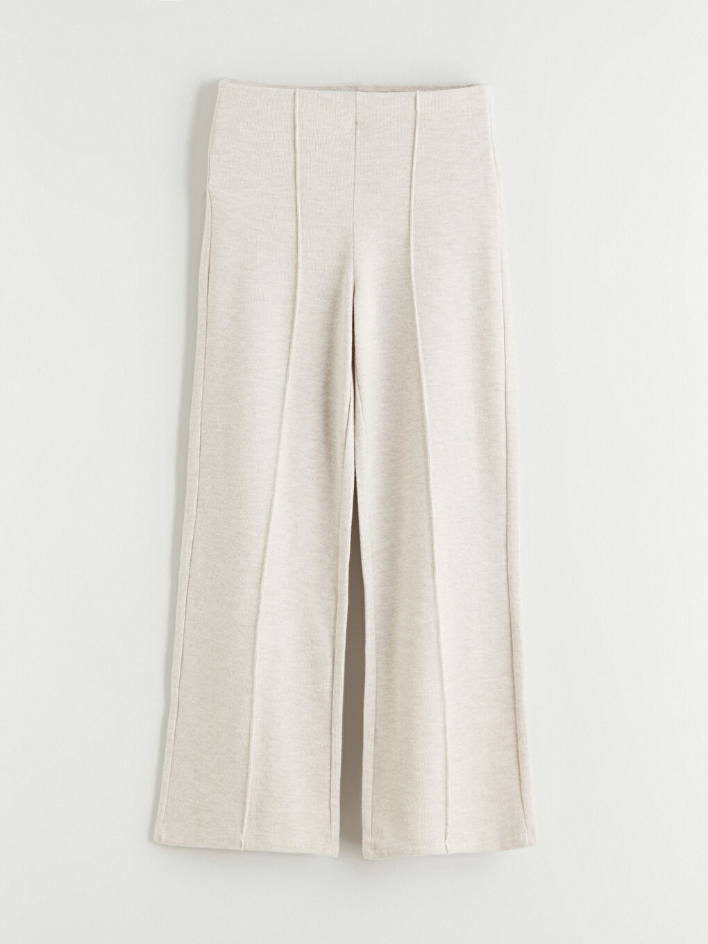 Bej Beli Lastikli Geniş Paça Kadın Pantolon-4