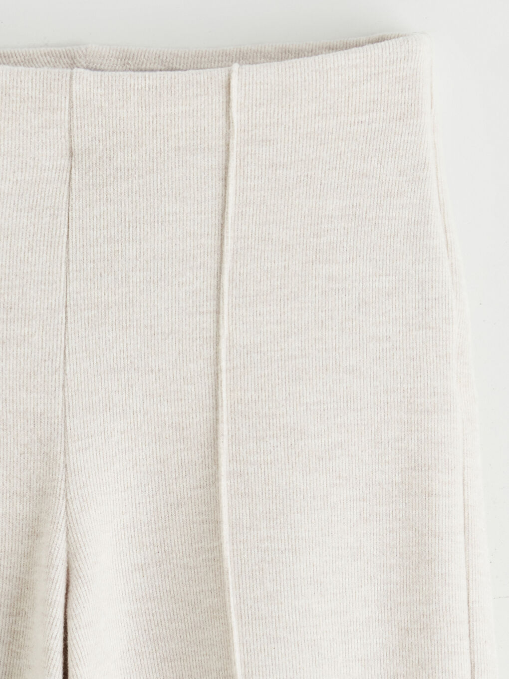 Bej Beli Lastikli Geniş Paça Kadın Pantolon-5