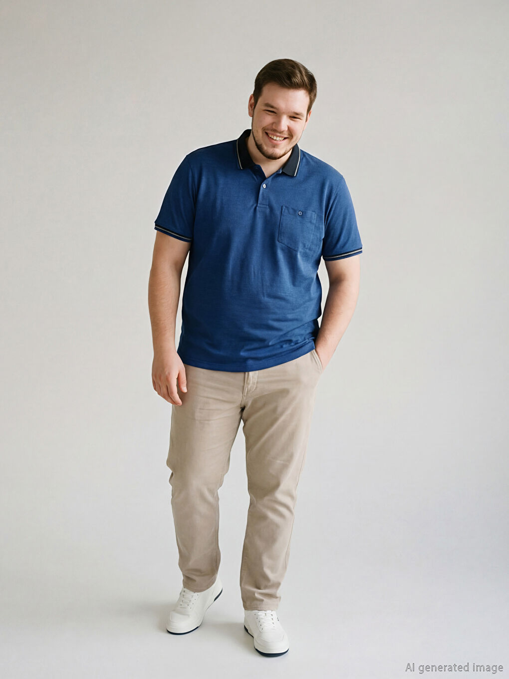 Mavi Polo Yaka Pike Erkek Tişört-1