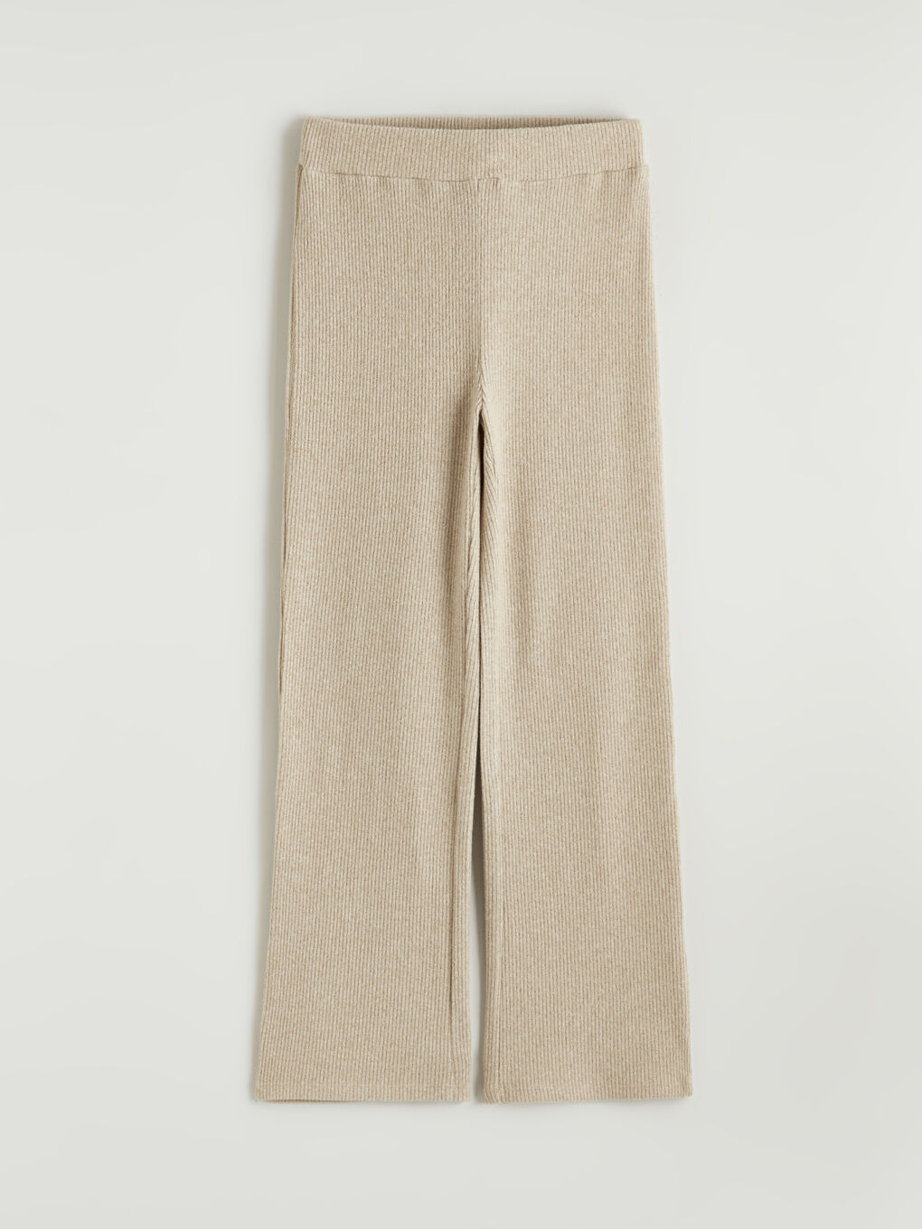 Bej Beli Lastikli Fitilli Kadın Pantolon-4