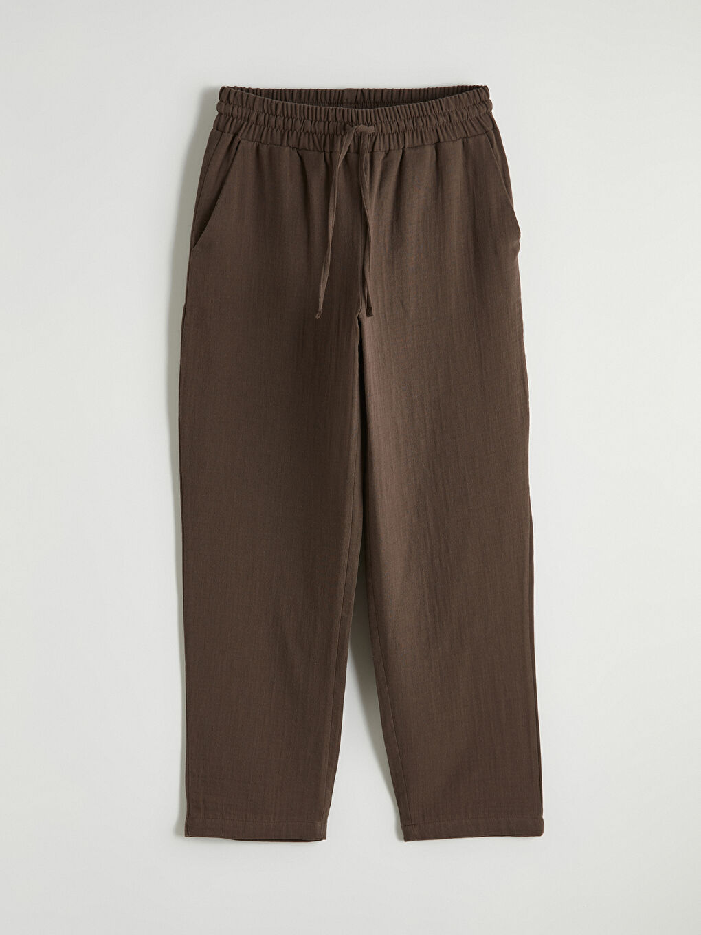 Kahverengi Beli Lastikli Kadın Pantolon