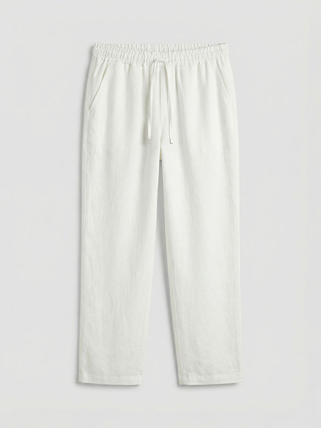 Ekru Beli Lastikli Kadın Pantolon