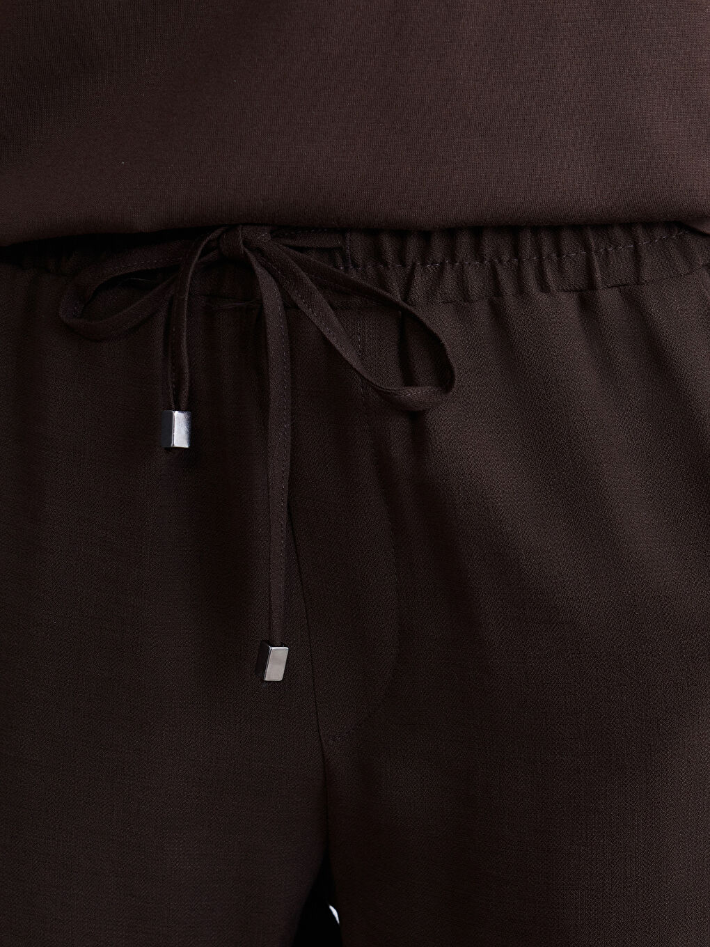 Kahverengi Beli Lastikli Kadın Pantolon-2