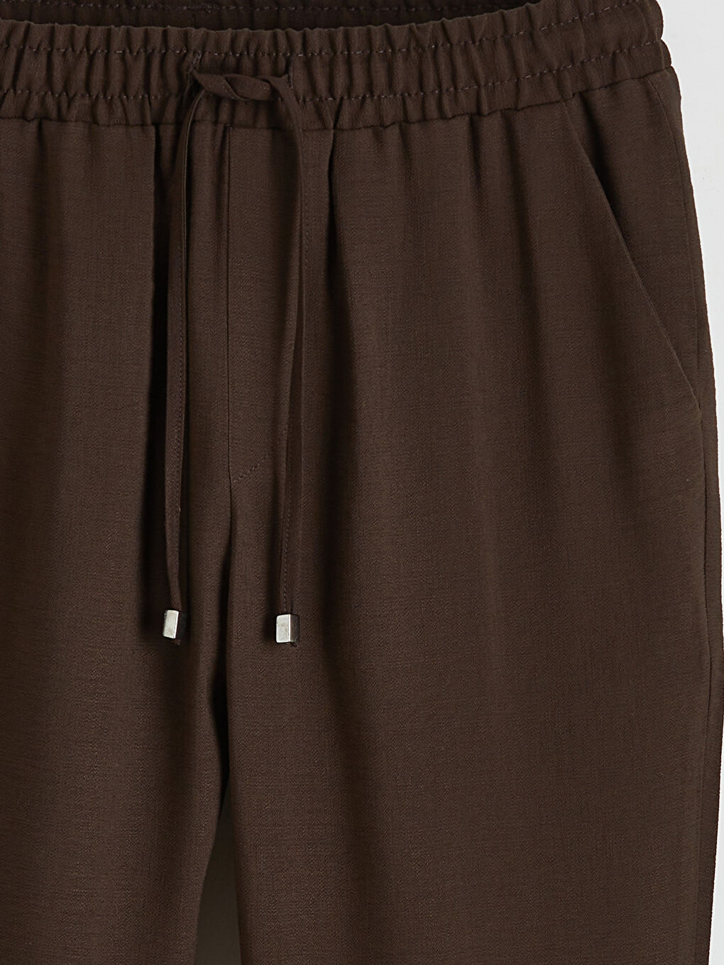 Kahverengi Beli Lastikli Kadın Pantolon-5