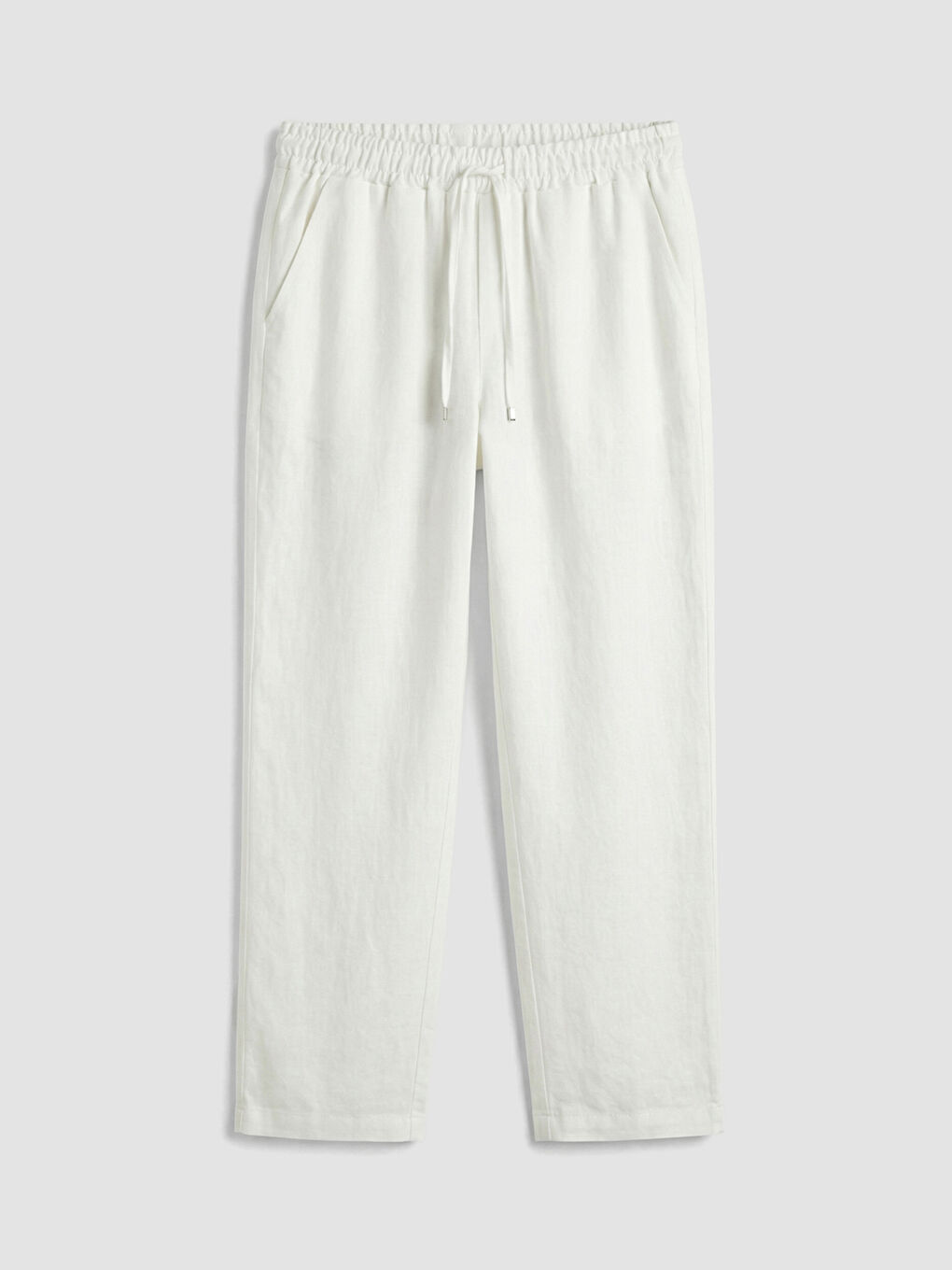 Ekru Beli Lastikli Kadın Pantolon-4