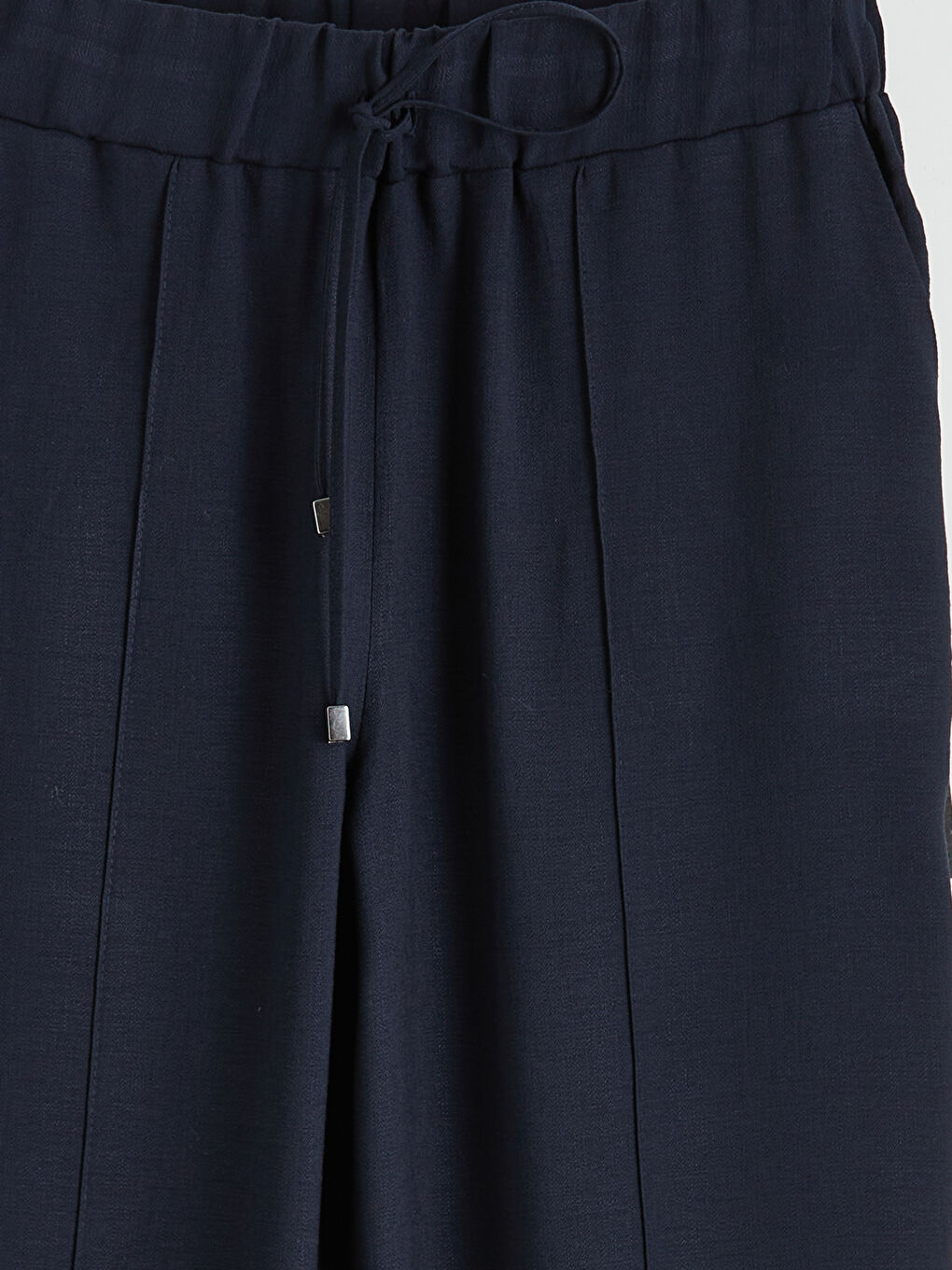 Lacivert Beli Lastikli Dokulu Kadın Pantolon	-1