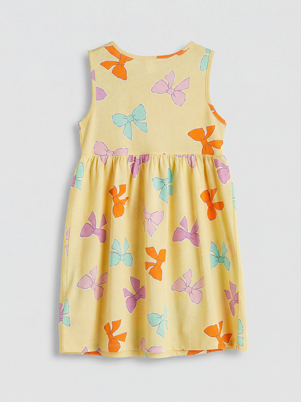Crew Neck Bow Patterned Girls' Dress-1