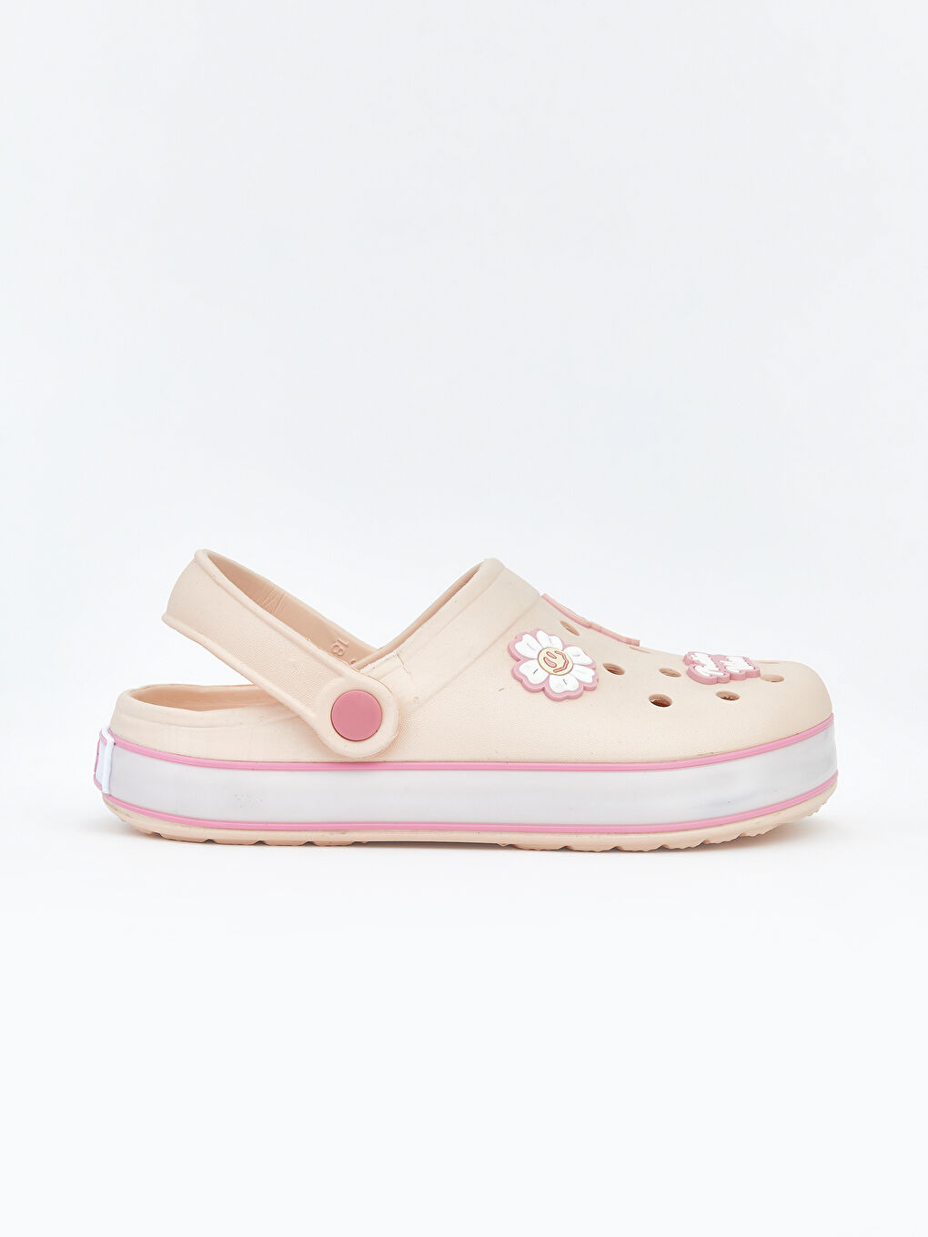 Pembe Çiçek Baskılı Kız Çocuk Plaj Sandaleti-1