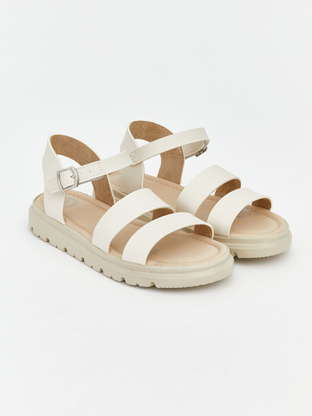 Bej Çapraz Bantlı Kadın Kız Çocuk Sandalet