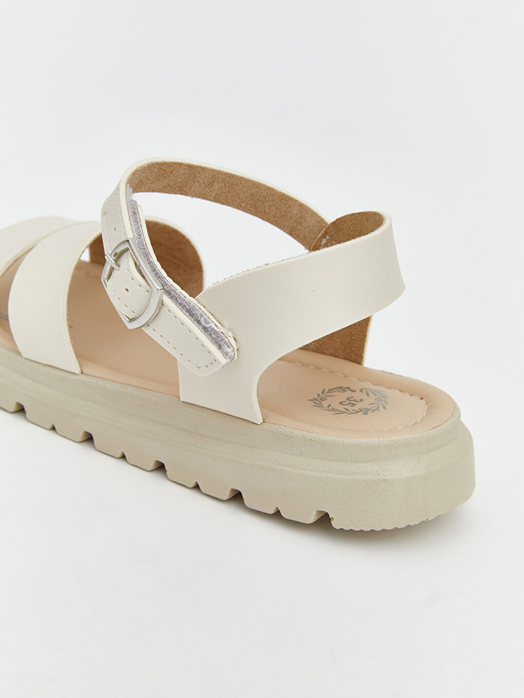 Bej Çapraz Bantlı Kadın Kız Çocuk Sandalet-4