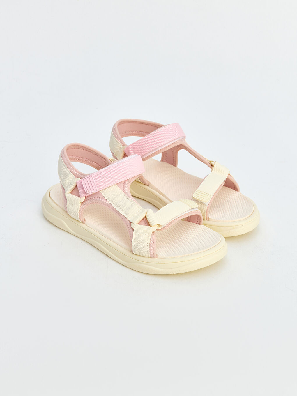 Ekru Cırt Cırtlı Kız Çocuk Sandalet-0