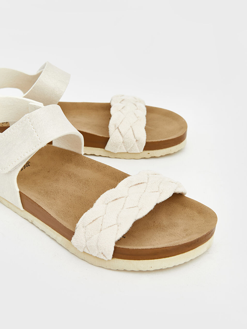 Ekru Örgü Detaylı Kız Çocuk Sandalet-2