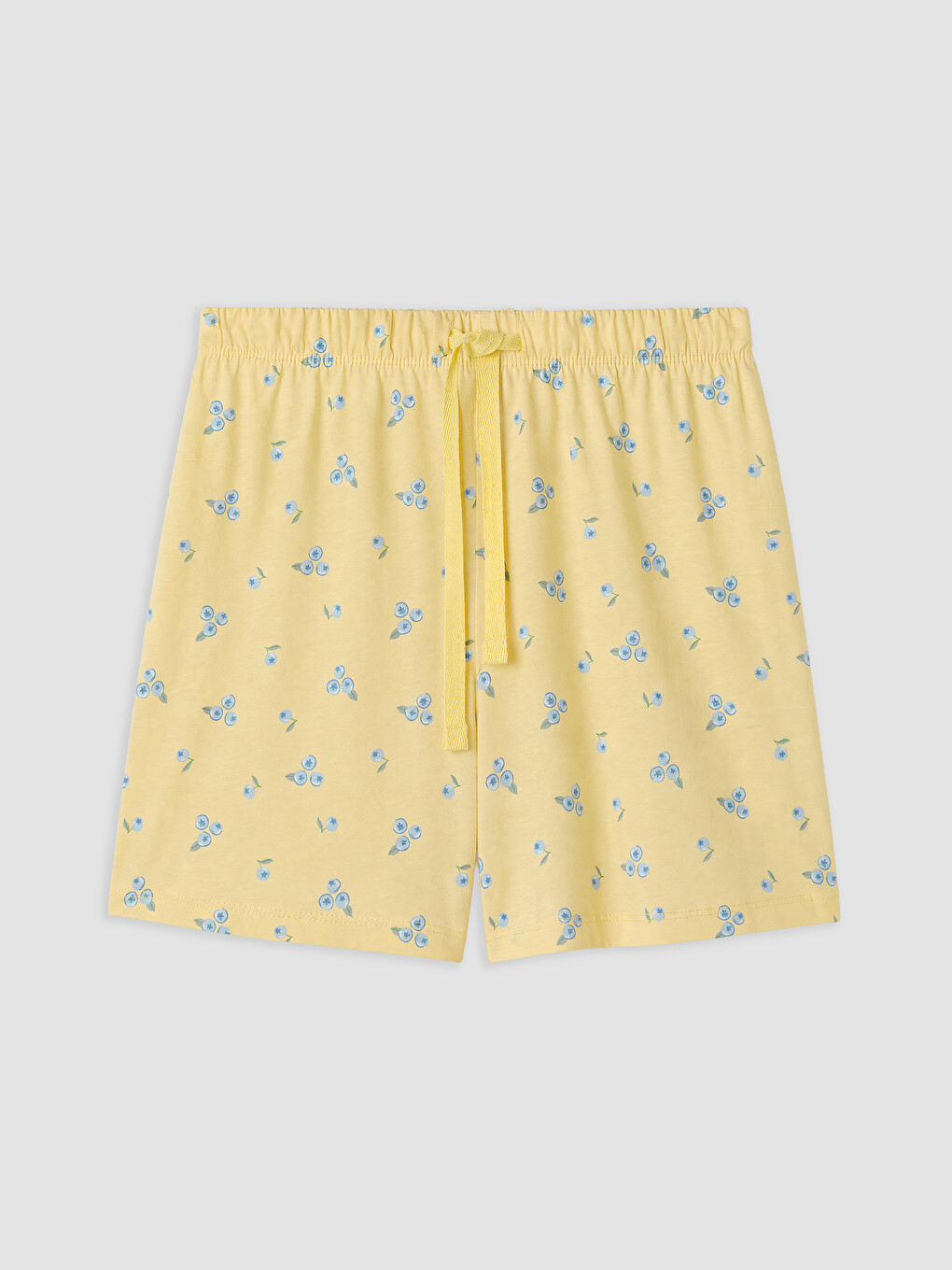 Sarı Baskılı %100 Pamuklu Kadın Şort Pijama Altı 2'li-3