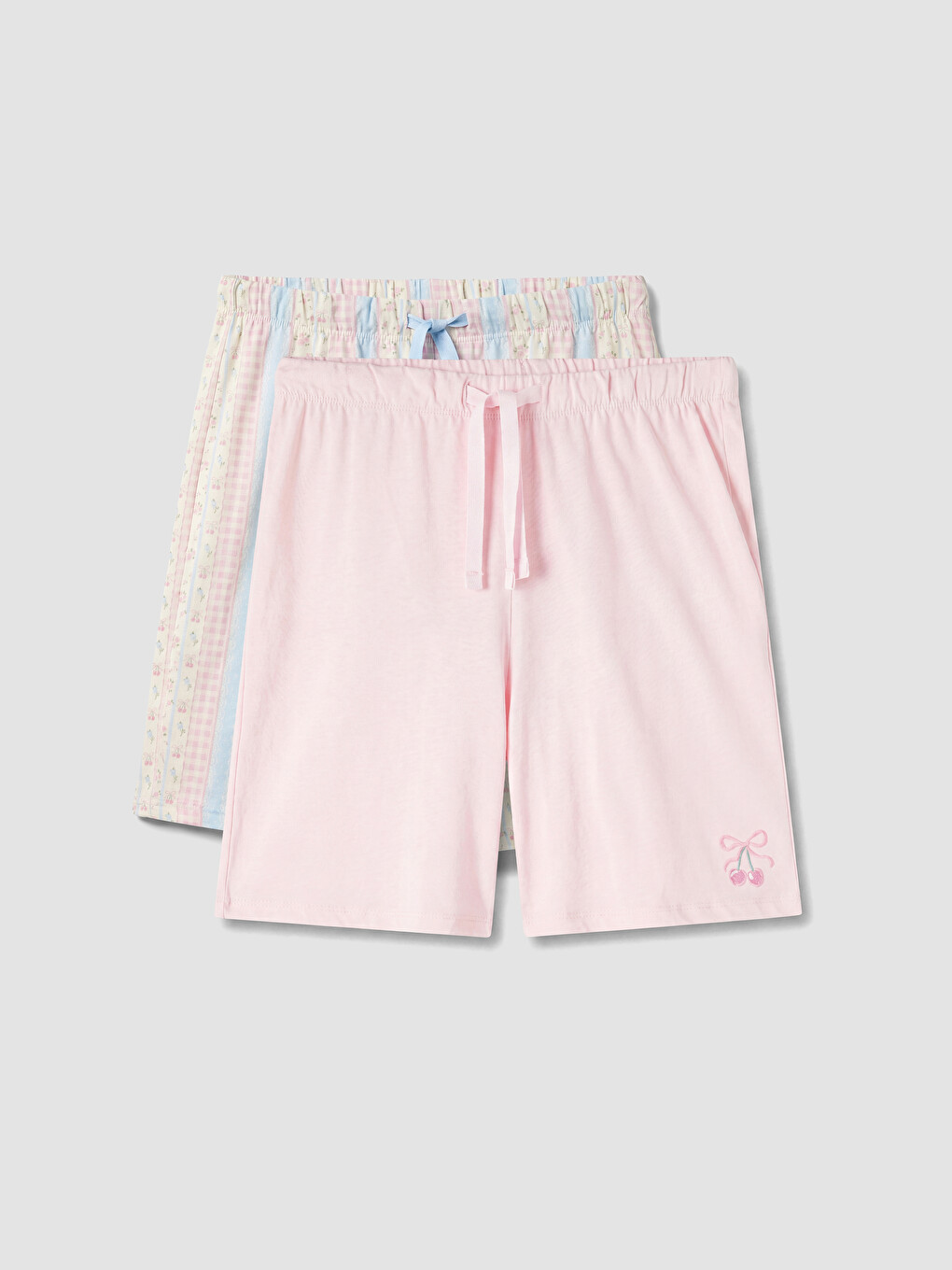 Ekru Desenli Kadın Şort Pijama Altı 2'li