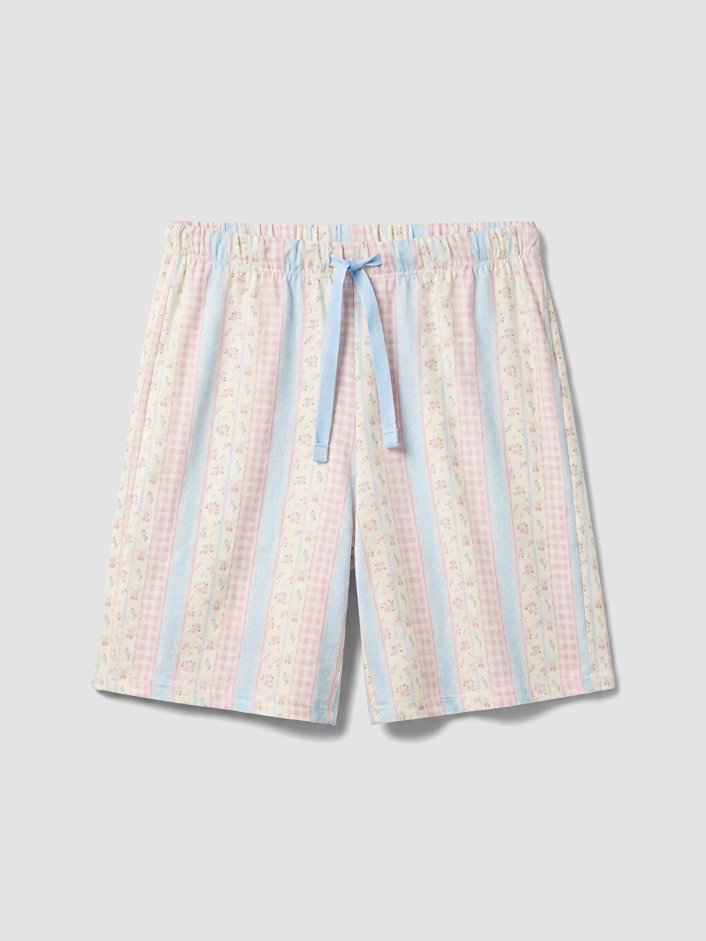 Ekru Desenli Kadın Şort Pijama Altı 2'li-1