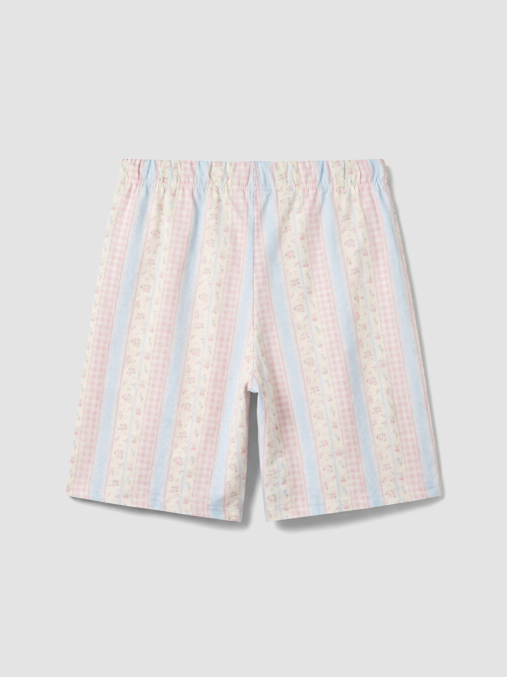 Ekru Desenli Kadın Şort Pijama Altı 2'li-2