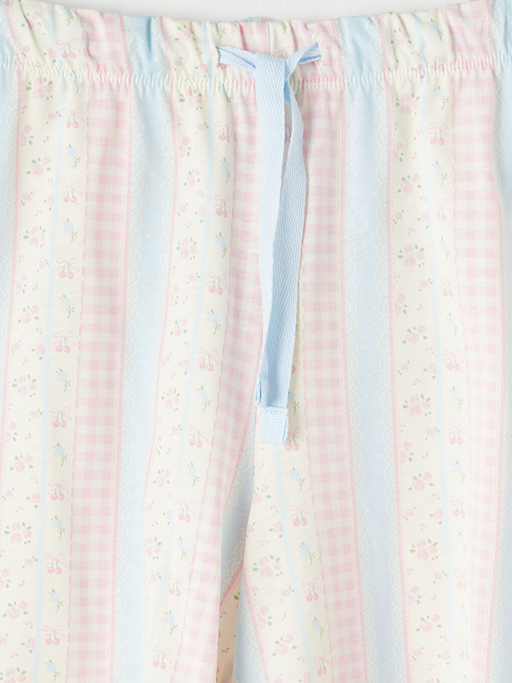 Ekru Desenli Kadın Şort Pijama Altı 2'li-3
