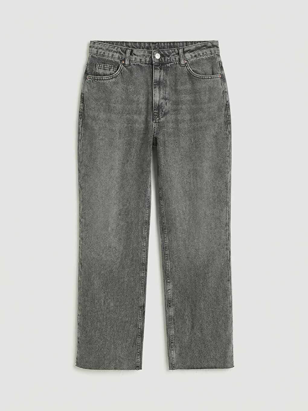 Gri Straight Fit Kadın Jean Pantolon