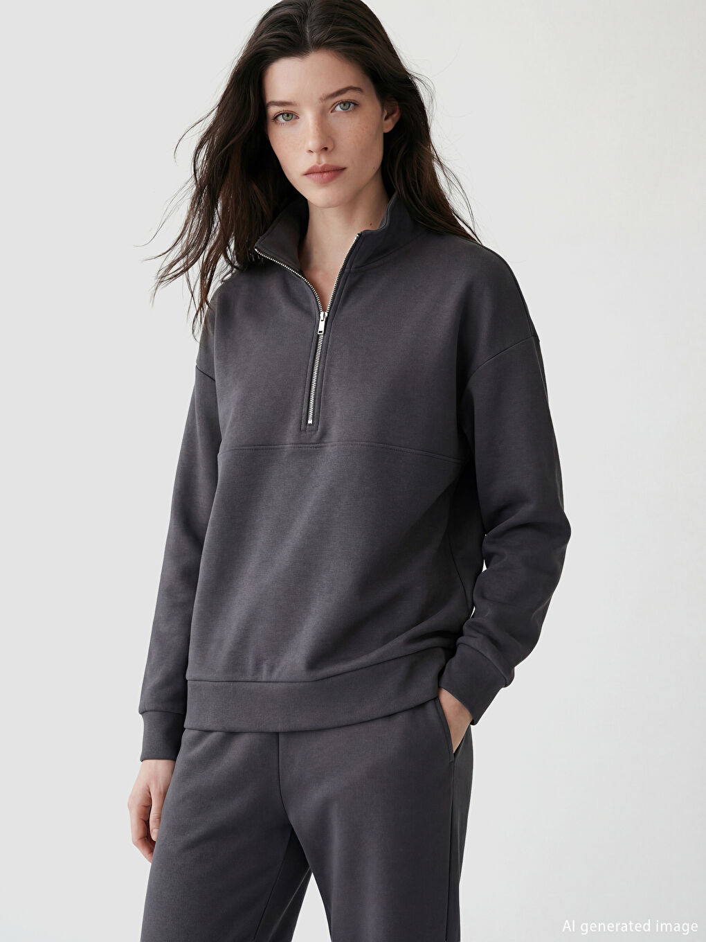 Stand-up collar soft touch women's sweatshirt