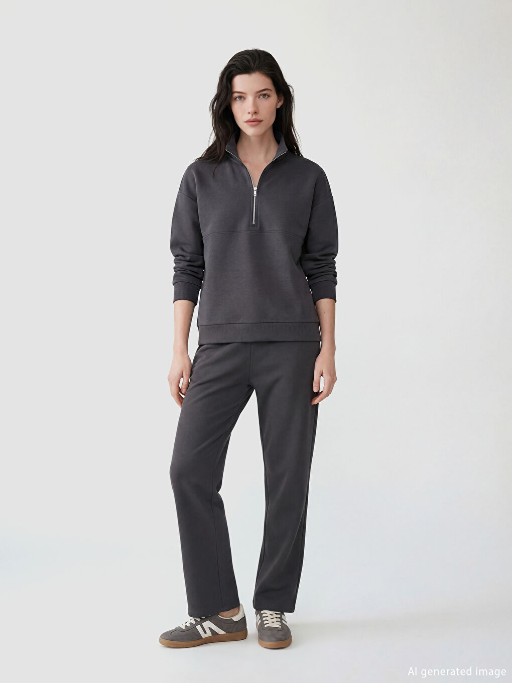 Stand-up collar soft touch women's sweatshirt-1