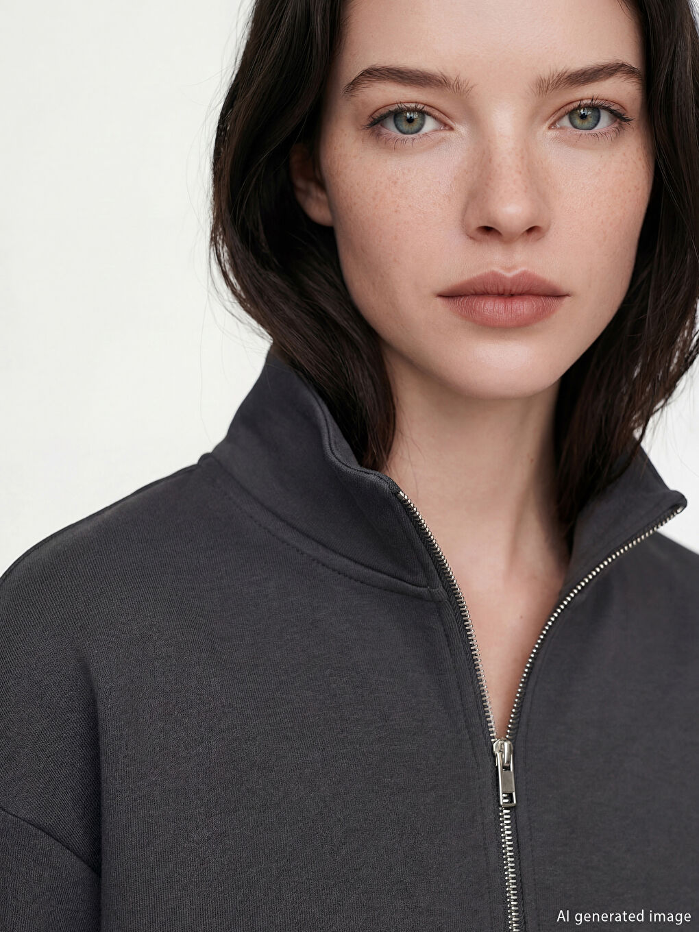 Stand-up collar soft touch women's sweatshirt-2