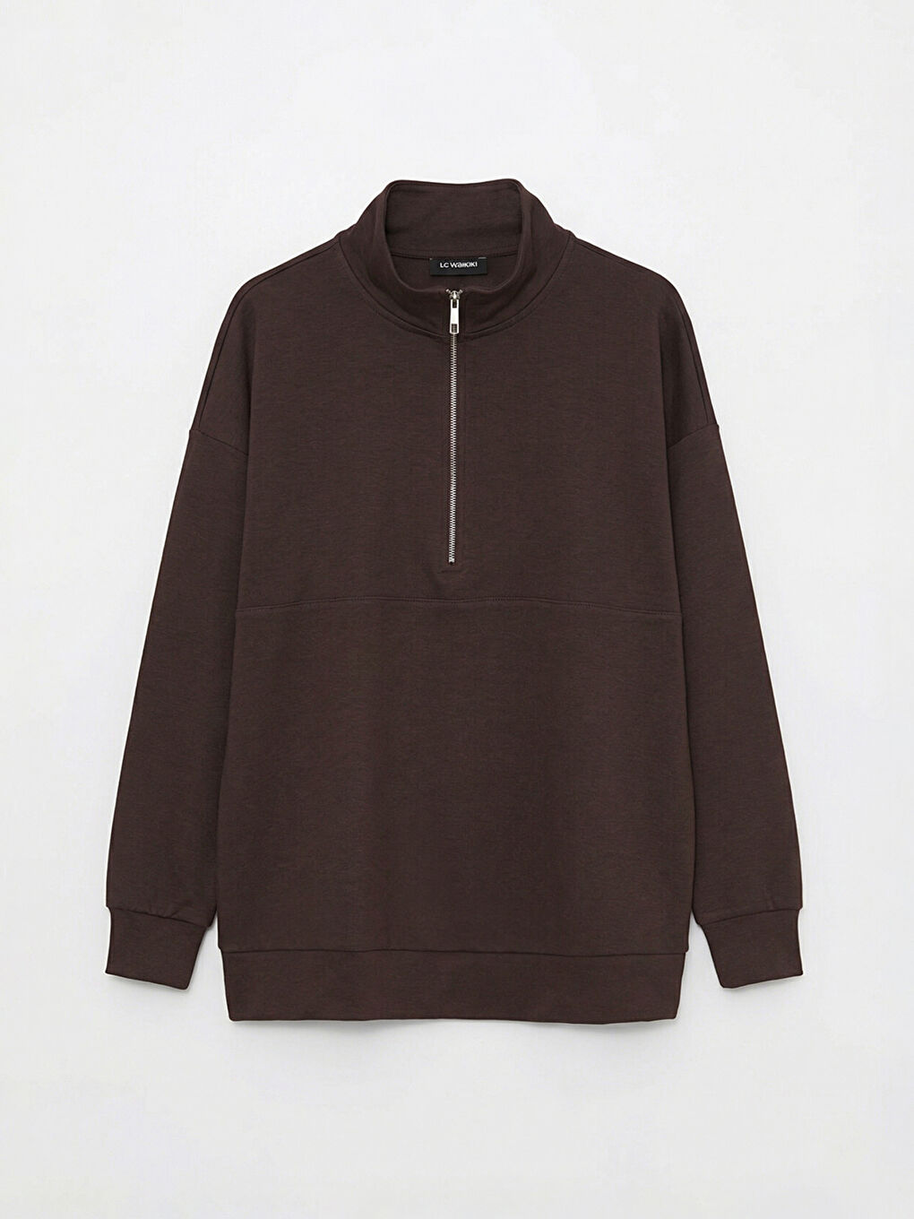 Kahverengi Dik Yaka Soft Touch Kadın Sweatshirt		
