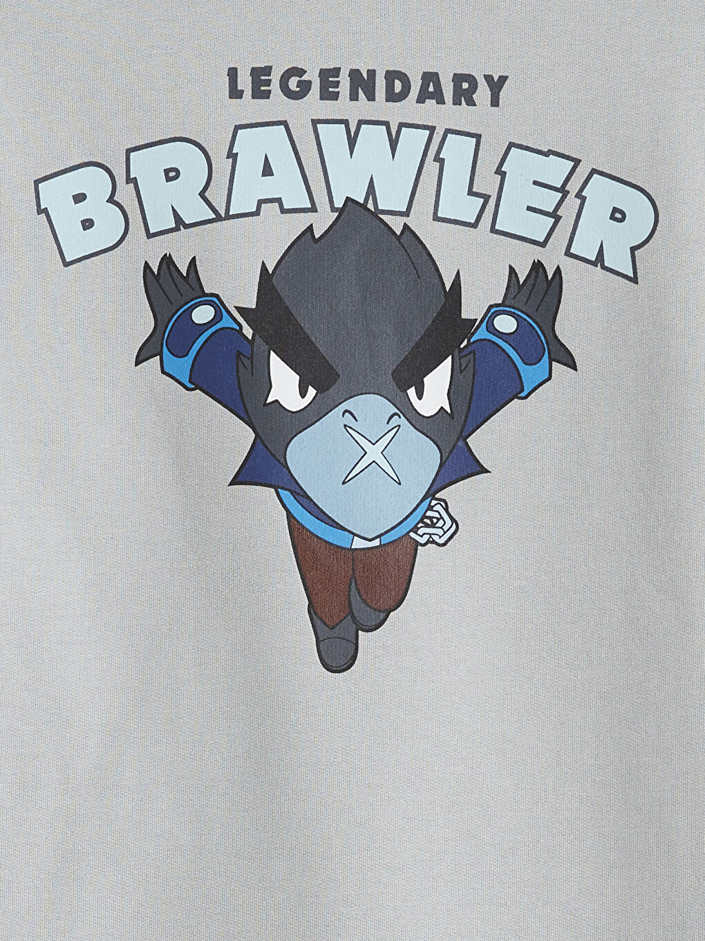Gri Bisiklet Yaka Brawl Stars Baskılı Erkek Çocuk Sweatshirt-2