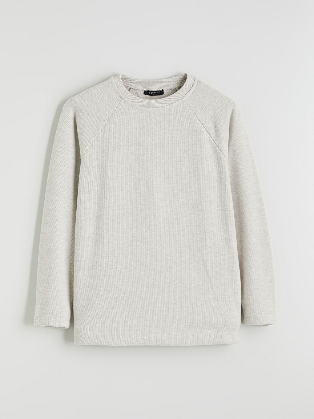 Bej Bisiklet Yaka Kadın Sweatshirt-5