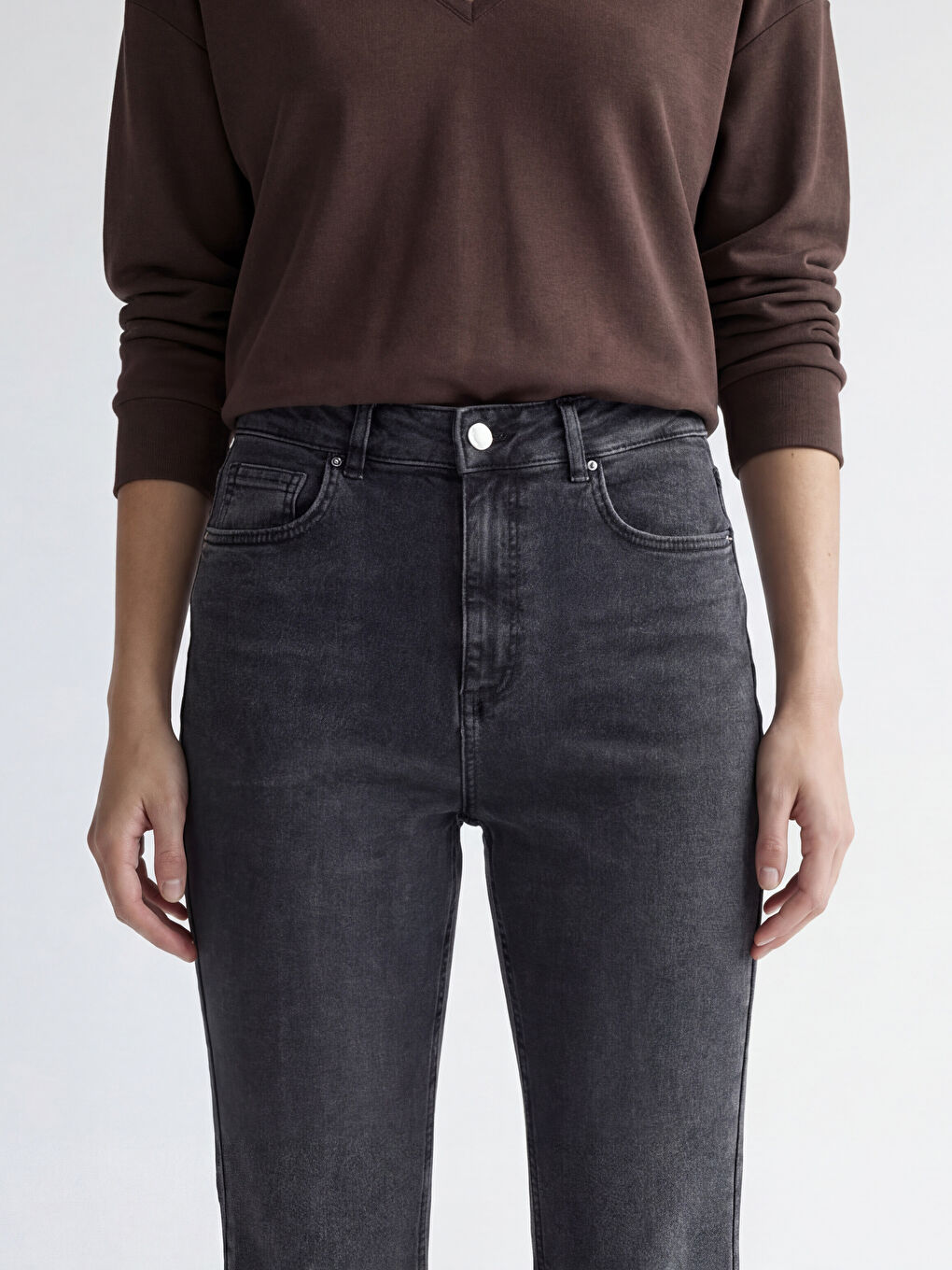 Siyah Flare Kadın Jean Pantolon-2