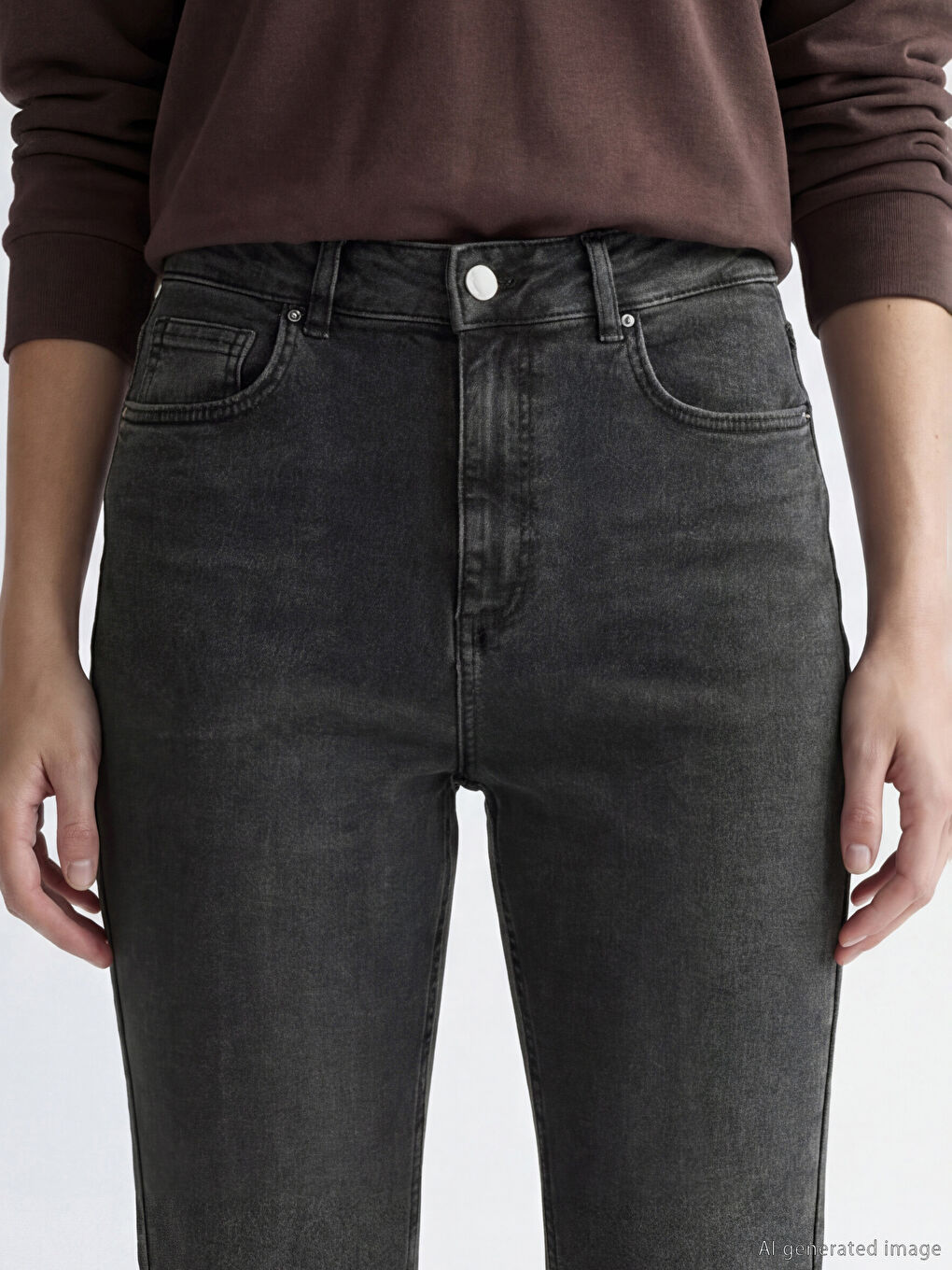 Siyah Flare Kadın Jean Pantolon-2