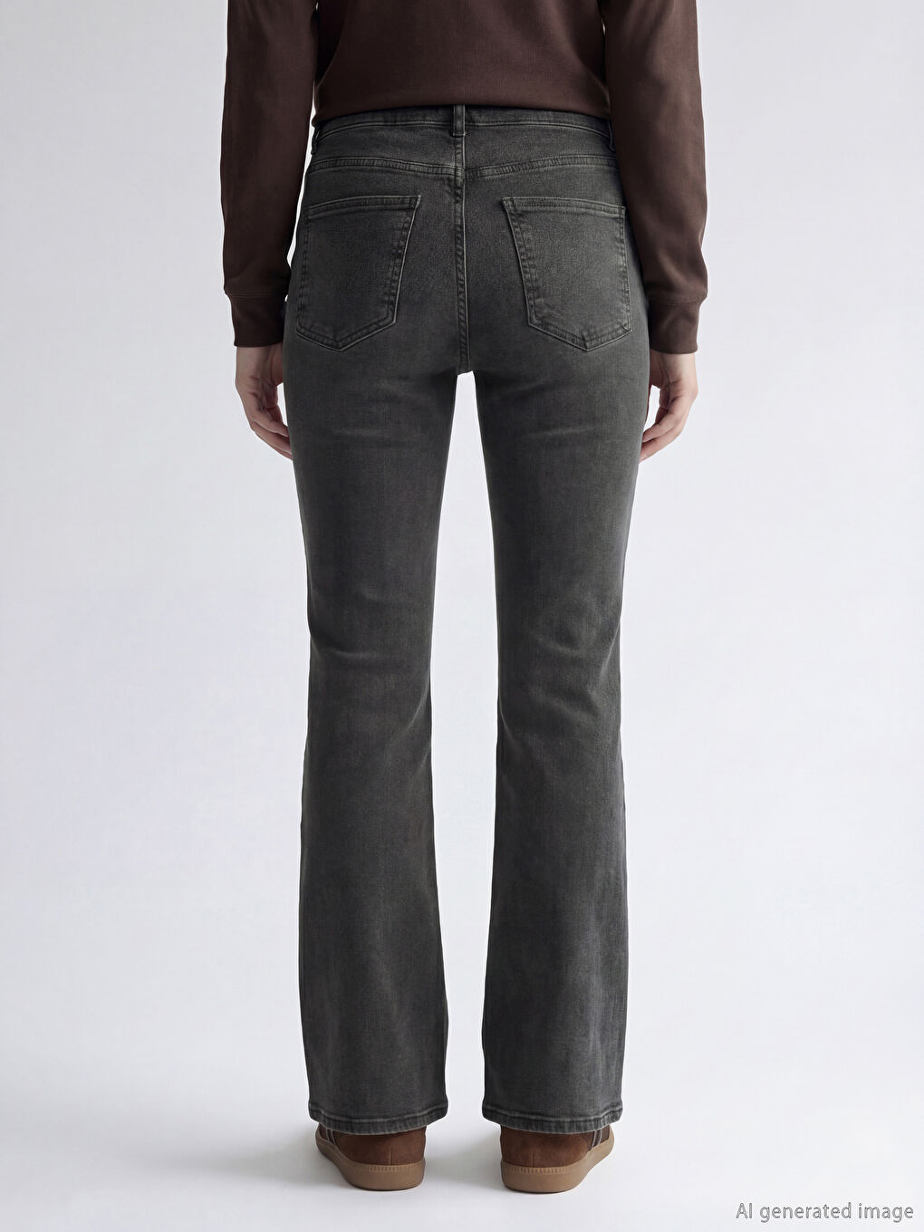 Siyah Flare Kadın Jean Pantolon-3