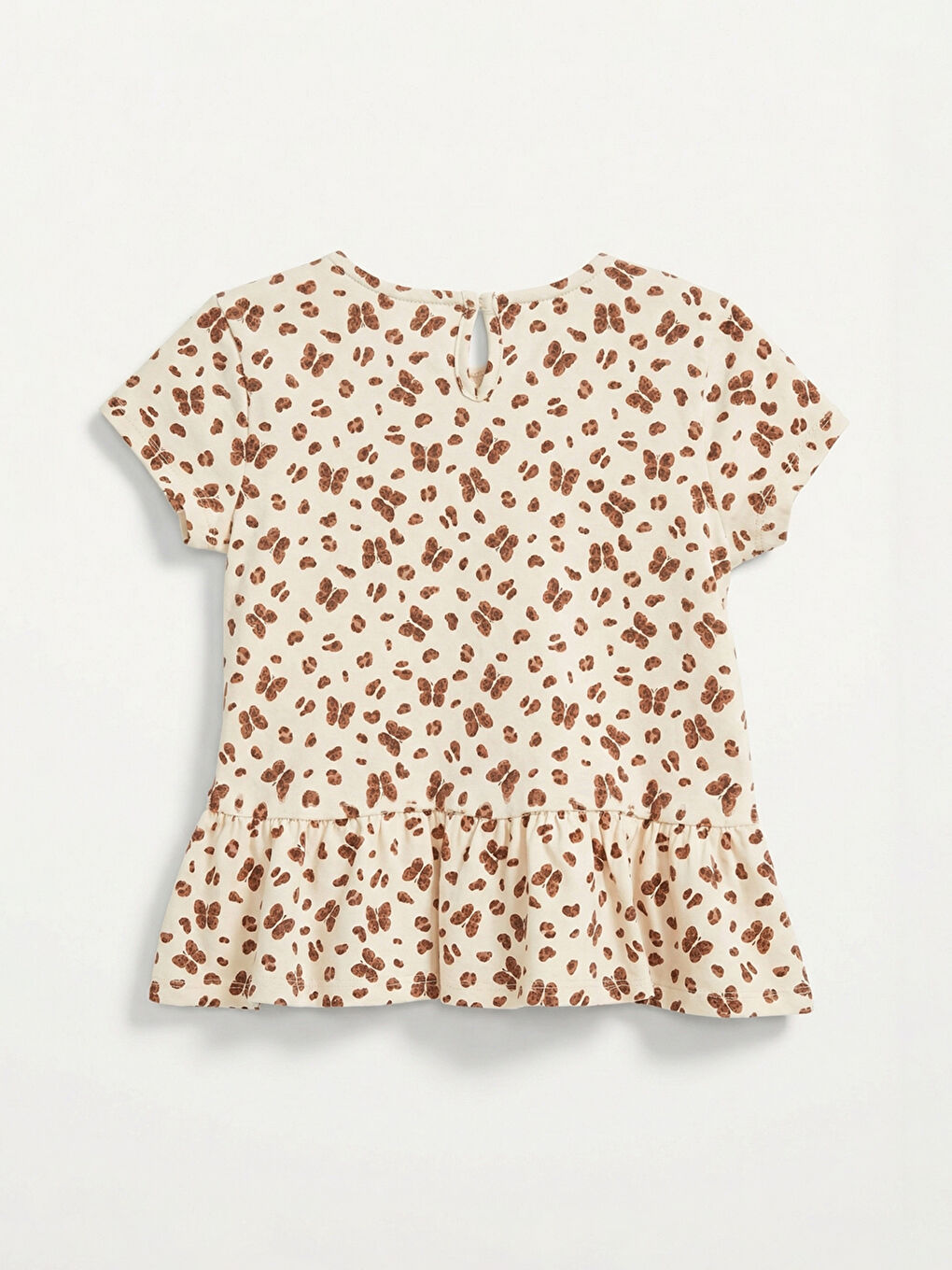 Ekru Fiyonklu Kız Çocuk Fırfırlı Bluz-1