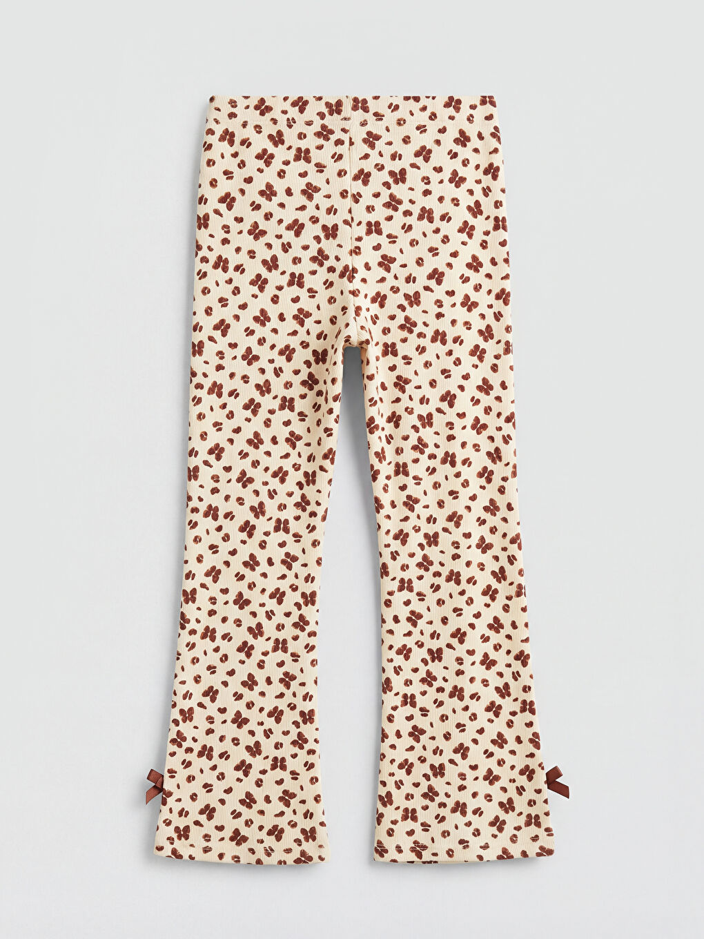 Ekru Desenli Kız Çocuk İspanyol Paça Tayt Pantolon	-1