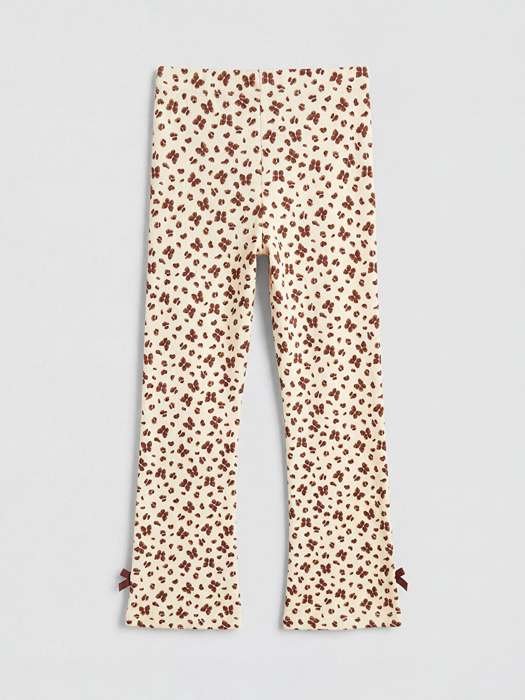 Ekru Desenli Kız Çocuk İspanyol Paça Tayt Pantolon	-3