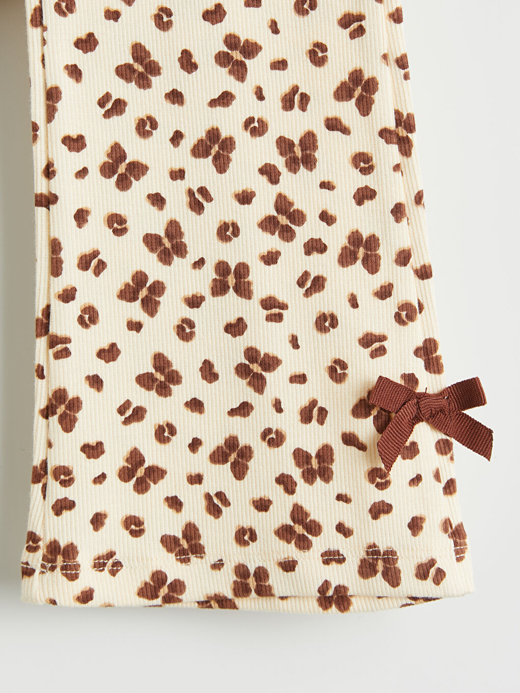 Ekru Desenli Kız Çocuk İspanyol Paça Tayt Pantolon	-4