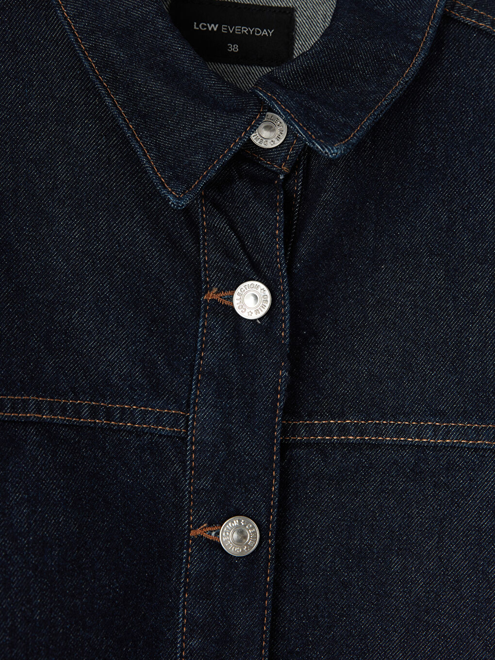 İndigo Gömlek Yaka Oversize Kadın Jean Ceket-2