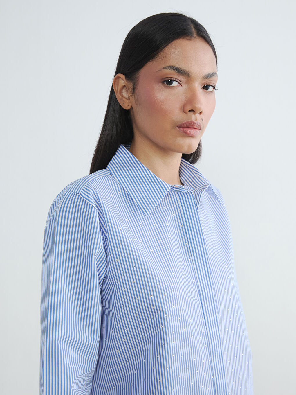 Striped Poplin Women's Shirt Tunic