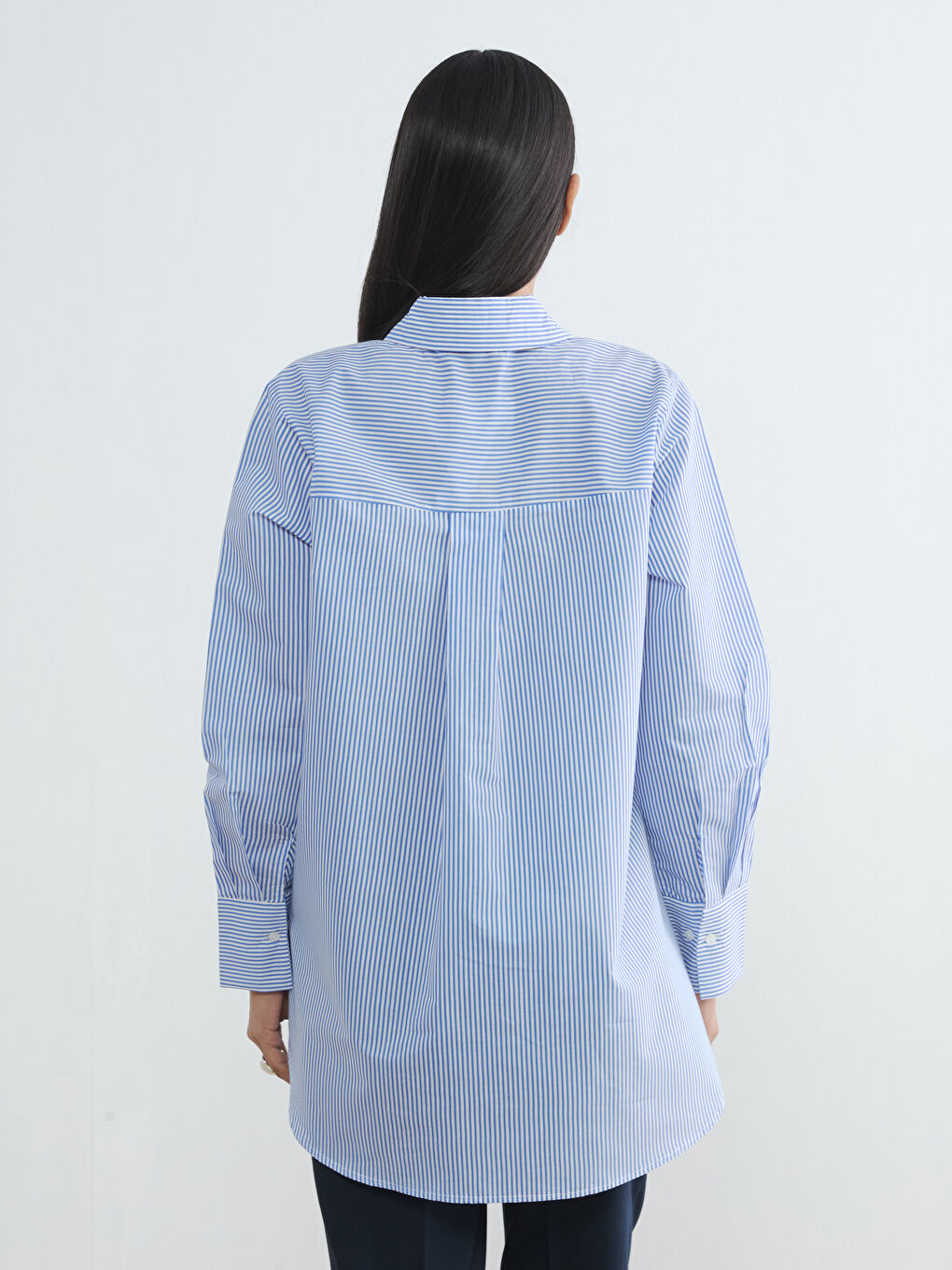 Striped Poplin Women's Shirt Tunic-3